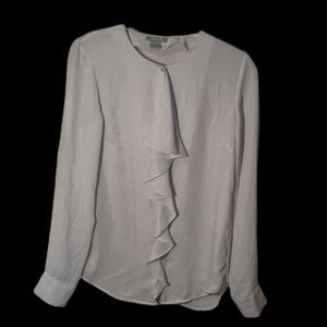 White Button Blouse With Ruffles Like Size Small or XS